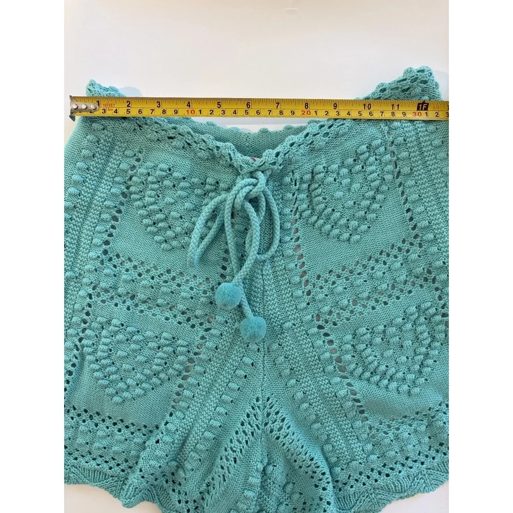 NWT Farm Rio Antropologie Crochet Tie Shorts beach vacation XS mint
